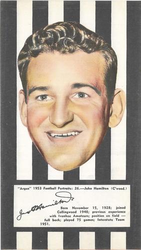 1953 Argus Football Portraits #26 Jack Hamilton Front